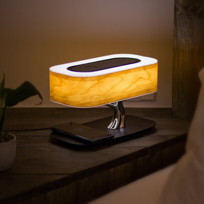 Creative Tree Light Table Lamp with Bluetooth Speaker & Wireless Charging – Dimmable Bedside Desk Lamp